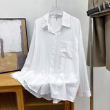 Loose Feeling Loose Lanky Long-Sleeved Shirt Women's Spring And Autumn Design Sense Of Small Casual Chic Outside Folding