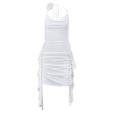 Zingj Ins Spring Pure Desire Sexy V-Neck Stereo Flowers Ribbon Slim Hot Girl