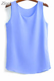 Korean Fashion Blouses Women White O-Neck Sleeveless Chiffon Vest Woman Tops Female Shirts 3XL Basic Solid Women