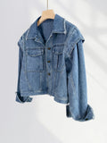 Zingj Heavy A Retro Hong Kong Style Denim Coat Female Early Spring New Korean Version BF Wind Loose Style Short Woolen