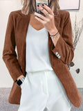 Winter Corduroy Suit Jacket Solid Color Casual Professional Small Suit Jacket Office Women's Clothing Blazer Women