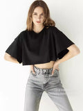 Spring Summer New Pure Color Short T-Shirt Women Hot Y2K Cotton Short-Sleeved Top Hot