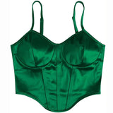 Zingj Satin Show Chest Bundle Waist Sexy Sling Show Back Vest Female Summer Small Top
