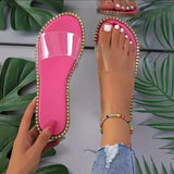 Women's Shoes 2025 Summer New PVC Word With The Outer Wear Flat Slippers Women Light Cool