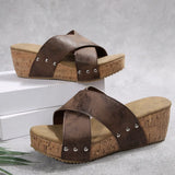 Cross-Slippers With Thick Bottom Slippers Female Toe Loose Cake And Retro Beach Cool Slippers