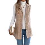 Autumn And Winter Leisure Single Buckle Suit Neck Lint Vest Coat Women's