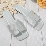 Flat-Bottomed Cool Slippers 2025 New Casual Wear Simple Fashion Square Side Beach