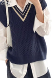 Winter V Neck Knitted Vest Sweater Women Korean Waistcoat Pullovers Sleeveless Gilet Female Top New 2023 Kamizelka