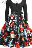 Costumes Party Dress Women Long Sleeve V Neck Fur Collar 1950s Housewife Vintage Xmas Winter