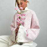 Blogger Wind With Loose Letter Embroidery Personality Tattered Knitted Sweater Casual Personality Sweater Women Autumn And