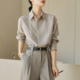 And Autumn Long-Sleeved Shirt Women's New Design Sense Of Small And Able Temperament Cold-Grade High-End Gray Long-Sleeved