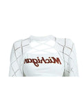 Autumn New Y2k Streetwear Harajuku Women Shoulder Asymmetric Hollow Out White Korean Style Crop Top Sexy Slim Club