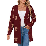 And Winter New Sweater Female Christmas Cartoon Embroidered Long Knitted Cardigan