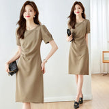 Design Dress Women 2025 Summer New Folding Elegant Temperament Of The Long Simple