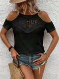 And Summer 2025 New Lace Splicing Design Knitted Sling Strap Strap T-Shirt