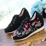 Zingj Shoes, Sports Shoes Autumn And Winter Leisure Walk Shoes Lace Embroidered Cloth Shoes Inside Heighten Women's
