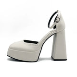 Jane Coarse Heels Women 2025 New Fairy Wind Waterproof Table French One-Word Buckle Single