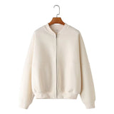 Bomber Jacket-Style Tunic 3399802 Loose High-Waisted Velvet Trousers