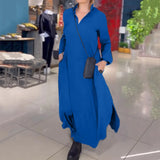 Summer New Casual Solid Color Loose Thin V Collar Long Sleeve