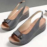 Summer New Women's Shoes Retro Roman High Heel Sandals Comfortable Soft-Soled Fish Mouth Toe