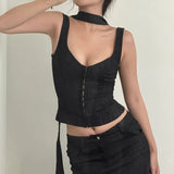 Babes Low-Neck Chest-Shaped Neck Invisible Buckle Vest 2025 Autumn And Winter Solid Color