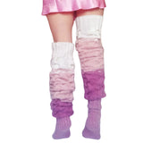 Zingj Contrast Color Gradient Long Tube Over The Knee Pile Pile Socks Set Women's Wool Knitting Socks