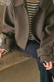 Korean Autumn Winter Casual Cropped Woolen Coat Women 2023 New Modis Office Ladies Tops Woman Fashion Sweet Jacket