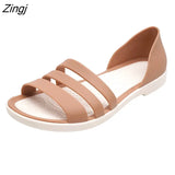 Women Summer Flat Sandals 2023 Open-Toed Slides Slippers Candy Color Casual Beach Outdoot Female Ladies Jelly