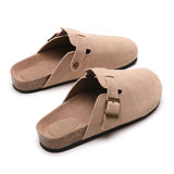 Size 35-45 Vintage Women's Shoes One Foot Flat Bottom Bag Head Half Slippers Women's Summer Wear Round Head Belt Buckle Cool
