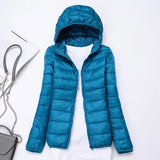 Autumn Winter New Super Light Female Light Hooded Down Jacket Light Female Slim To Add Large Size Light Coat Tide-Outfit