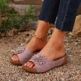 Large-Size Women's Shoes 2025 Spring And Summer New One Flower-Dew Slippers Cool