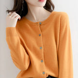 Zingj Autumn Long-Sleeved Sweater Pure Color Simple Temperament Cardigan On The Clothes With Women's Sweater Small Coat-Outfit