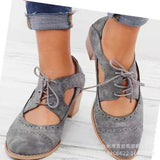 Spring And Summer New Thick Heel High Fashion Single Shoes 42 Large Size Lace Hollow Carved Women's