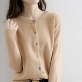 Zingj Autumn Long-Sleeved Sweater Pure Color Simple Temperament Cardigan On The Clothes With Women's Sweater Small Coat-Outfit