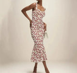 Cherry Print Strap Midi Dress-Outfit