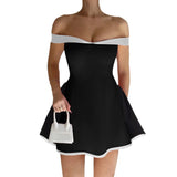 Autumn And Winter Women's New Fashion Sexy Breast A Collar Dress Short