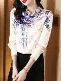 Women Shirt 2023 New Spring Autumn Female Clothing Print Vintage Blouse Fashion Floral Womens Tops Elegant Women