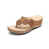New Beach Sandals Line Thick Bottom Slope And Jacket Slippers Fashion Flower Decoration