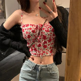 Sweet Babes Shredded Flower Sling Vest Women In Summer Pure Desire To Show Back Sleeveless Tie Inside A Short