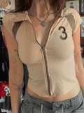 Vintage Zip Up Crop Top- Outfit
