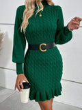 And Winter New Knitwear Fashion Women's Temperament Mahjong Waist Solid