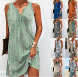 Summer Wish Casual Wind A-Shaped Dress Sleeveless Vest V-Neck Dress