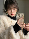 Thick Warm Lamb Wool Coat for Women Loose Casual White Faux Fur Jacket Casacos Femininos Winter 2023 New Goth