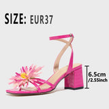 Sandals Phantom Sunflower Head Rose Red Stone Pattern Fabric Women's Shoes Direct