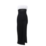 Zingj Winter Burst Sexy Hot Girl A Word Shoulder Hair With Chest Slit Dress