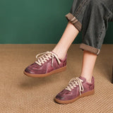 Layer Cowhide Low Helper Shoes Women 2025 Spring New Leisure Training Shoes Fashion Round Head Small White