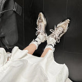 Angel] This Year's Popular Small Silver Shoes 2025 New Pointed Sneakers Women's Hundred And High-Tech Training