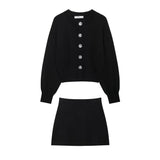Women's INS Explosion Grand Buckle Knitted Coat Mini-Skirt