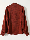 Chinese-Style Buckle-Dite-Faced Chiffon Long-Sleeved Shirt Woman 2025 Spring And Autumn Magenta Retro Red Temperament National Style
