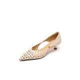 New French Retro Hollow Breathable One-Footed Tip-Heeled Light-Mouthed Single-Shoe Fashion Single Shoe